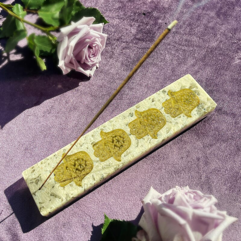 Incense Stick Tray in Zebradorite w/ Hamsa Design 7-8 1950 ctw
