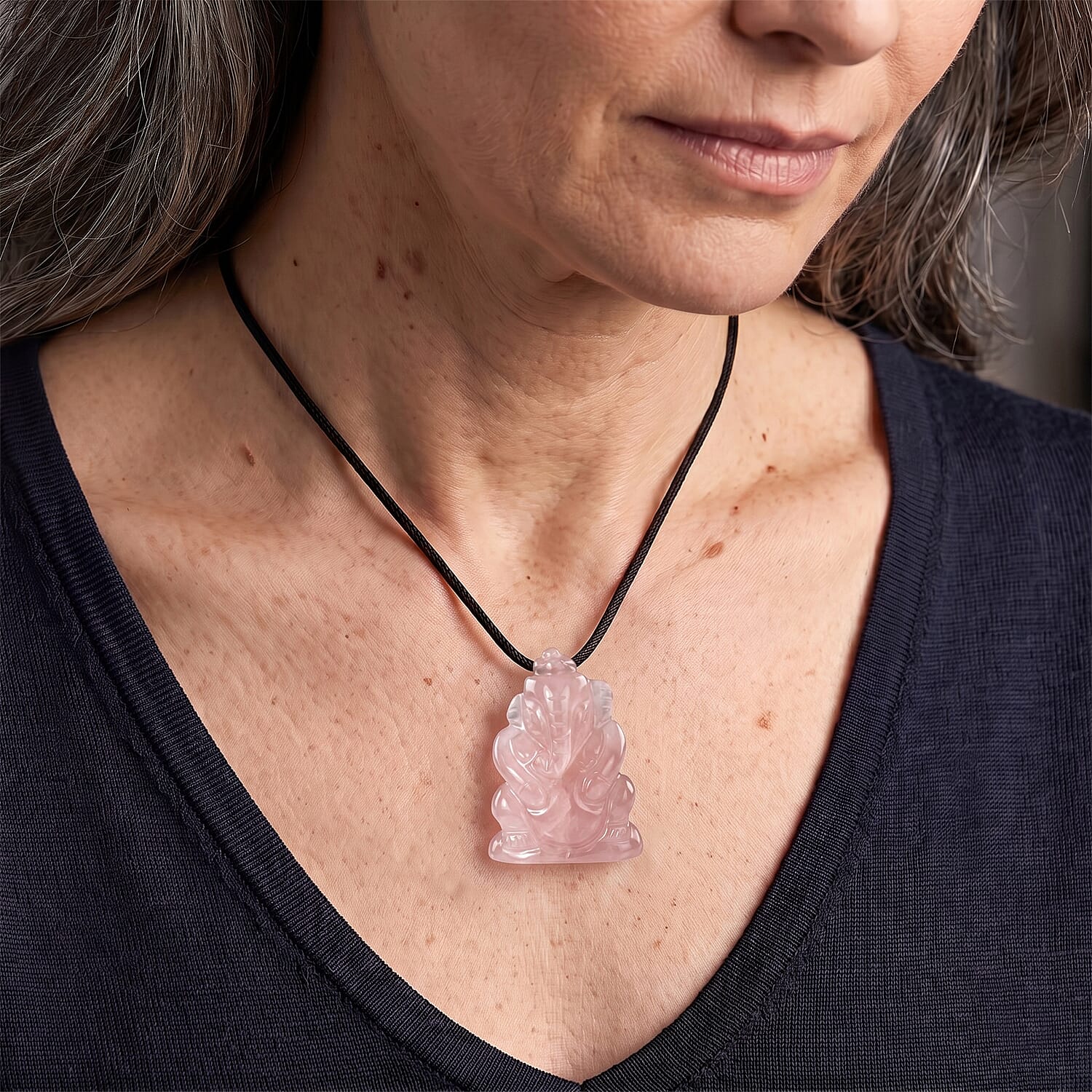 Rose Quartz 109.00 ctw Carved Necklace in Platinum Bond 16-19 Inches
