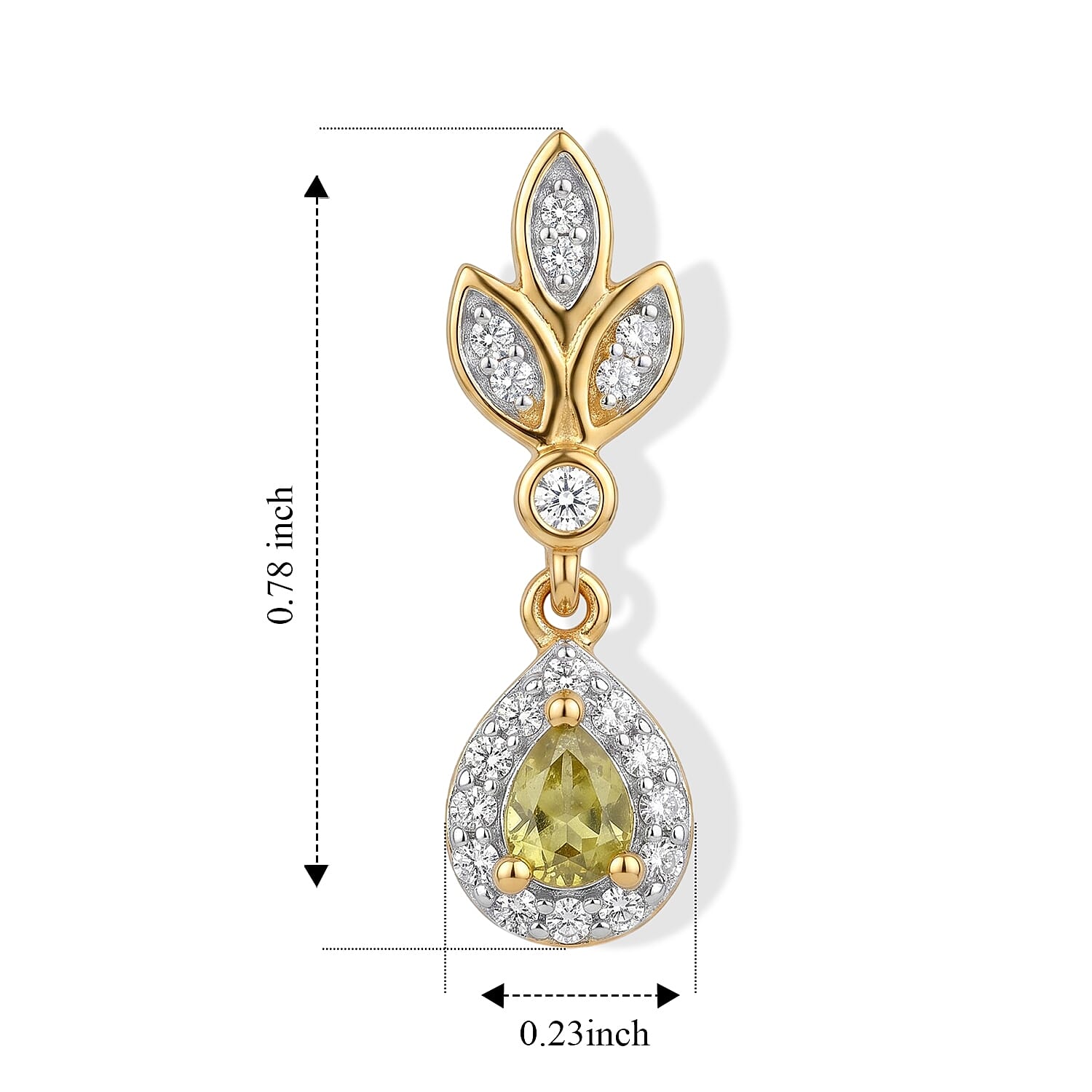 D'Joy Premium Green Sphene and Moissanite 0.60 ctw Earrings in 18K Vermeil Yellow Gold Over Sterling Silver
