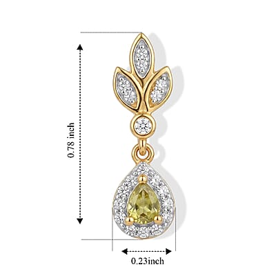 D'Joy Premium Green Sphene and Moissanite 0.60 ctw Earrings in 18K Vermeil Yellow Gold Over Sterling Silver