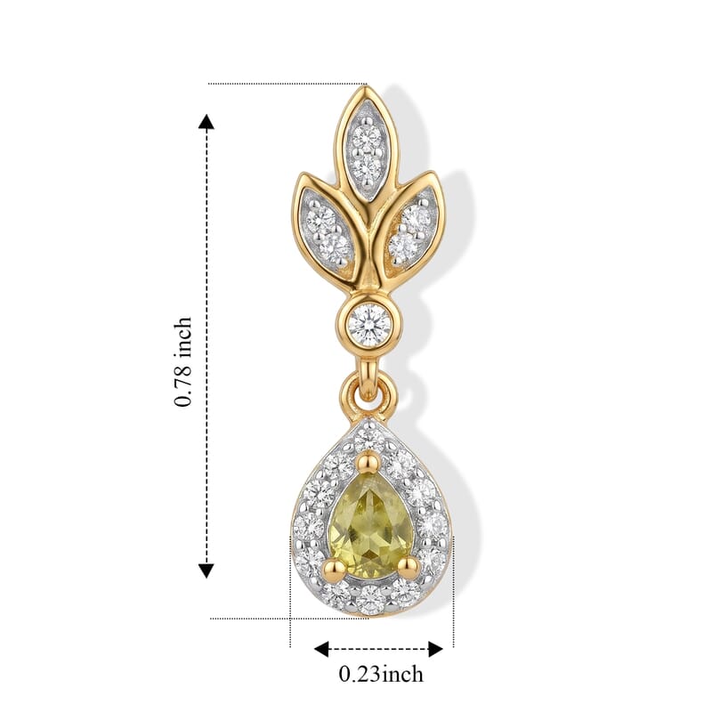 D'Joy Premium Malacacheta Sphene and Moissanite 0.60 ctw Rainforest Dewdrop Earrings in 18K Vermeil Yellow Gold Over Sterling Silver