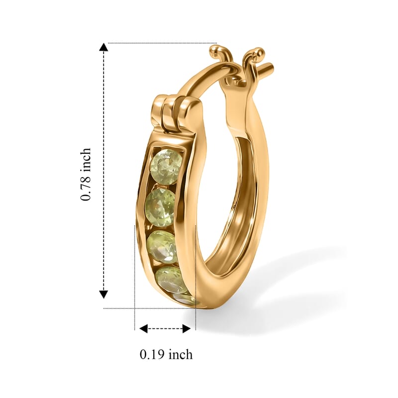 D'Joy Premium Green Sphene 0.90 ctw Jungle Glow Hoop Earrings in 18K Vermeil Yellow Gold Over Sterling Silver