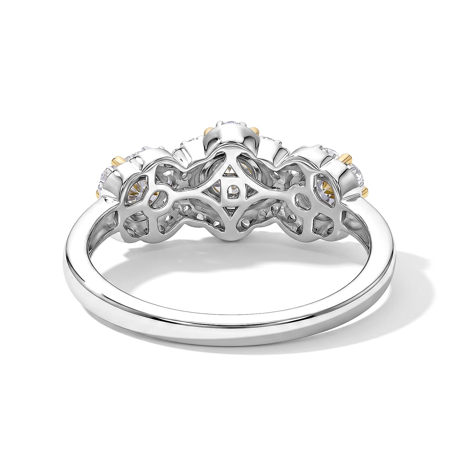 D'Joy Natural Yellow and White Diamond 1.00 ctw Ring in 18K Vermeil YG and Rhodium Over Sterling Silver (Size 6.0)