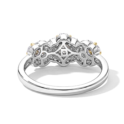 D'Joy Natural Yellow and White Diamond 1.00 ctw Ring in 18K Vermeil YG and Rhodium Over Sterling Silver (Size 6.0)