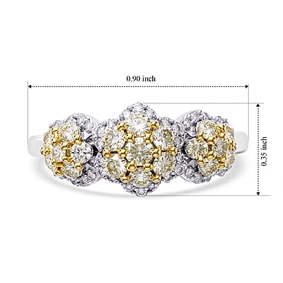 D'Joy Natural Yellow and White Diamond 1.00 ctw Ring in 18K Vermeil YG and Rhodium Over Sterling Silver (Size 6.0)