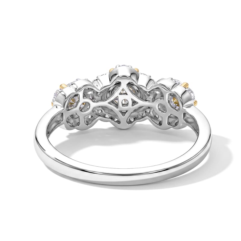 Doorbuster D'Joy Natural Yellow and White Diamond 1.00 ctw Floral Ring in 18K Vermeil YG and Rhodium Over Sterling Silver (Size 7.0)