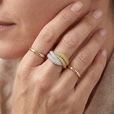 D'Joy Natural Yellow and White Diamond 1.00 ctw Ring in 18K Vermeil YG and Rhodium Over Sterling Silver (Size 6.0)