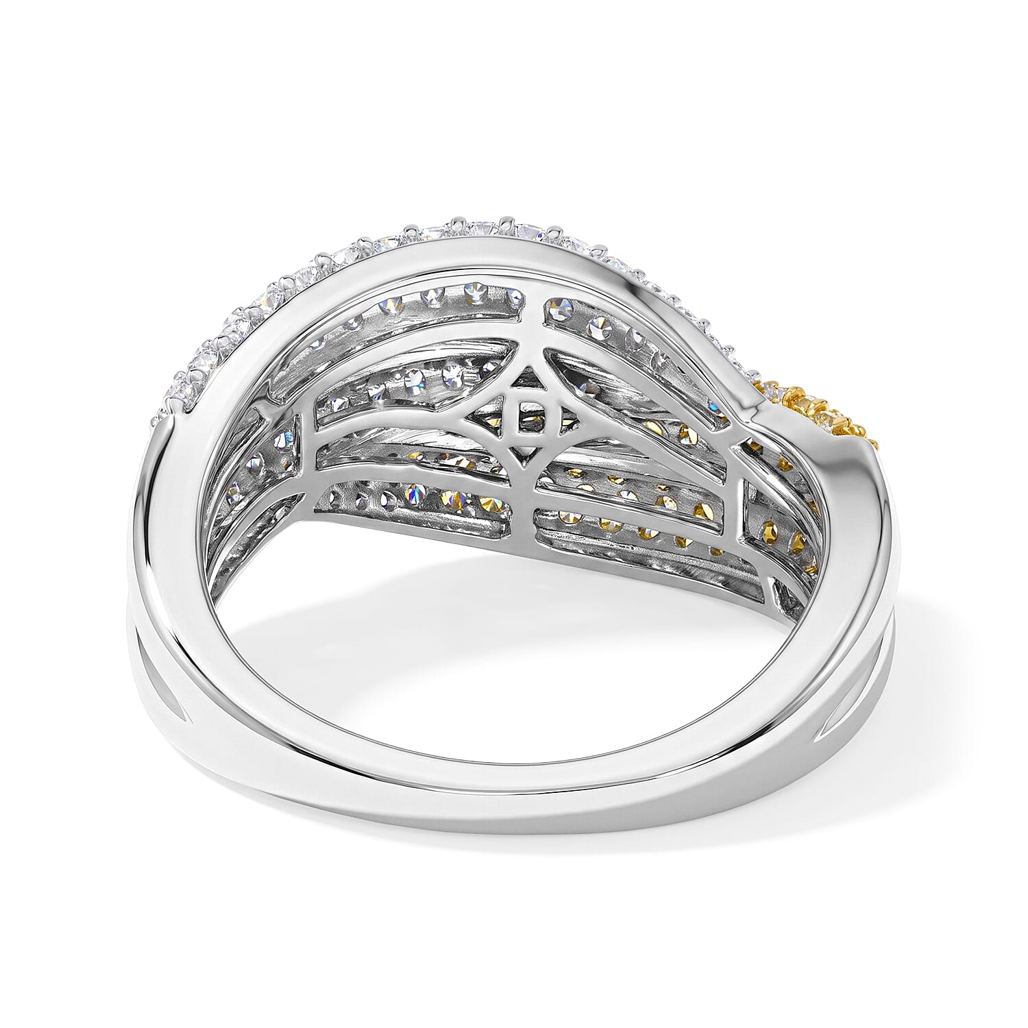 D'Joy Natural Yellow and White Diamond 1.00 ctw Ring in 18K Vermeil YG and Rhodium Over Sterling Silver (Size 6.0)