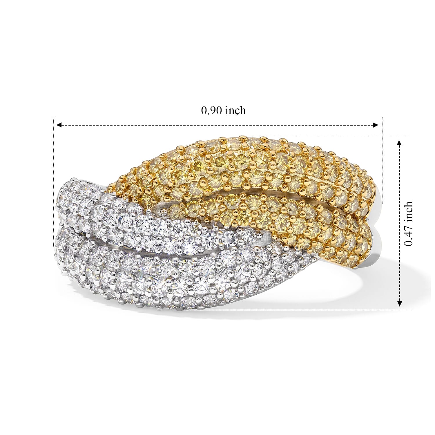 D'Joy Natural Yellow and White Diamond 1.00 ctw Ring in 18K Vermeil YG and Rhodium Over Sterling Silver (Size 6.0)