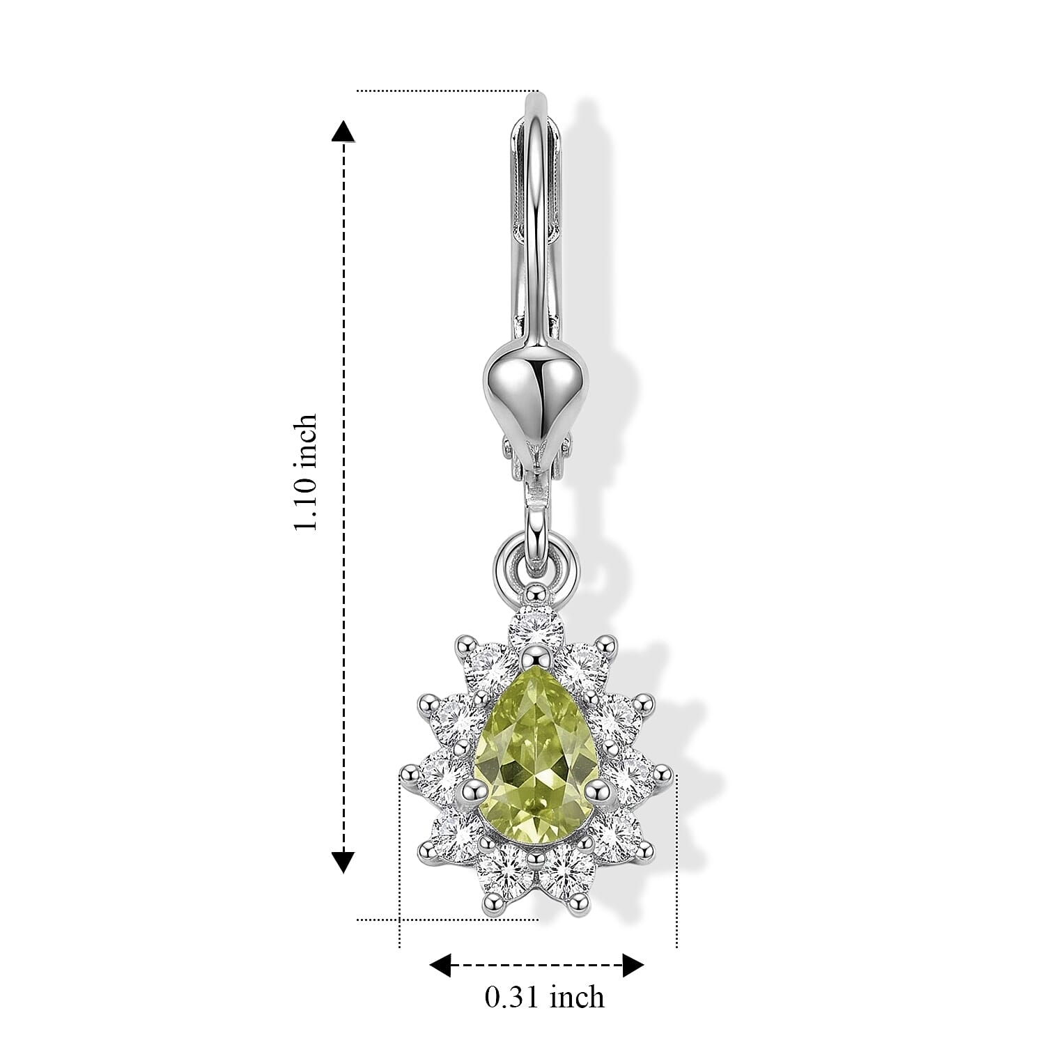 D'Joy Premium Green Sphene and Moissanite 0.80 ctw Earrings in Rhodium Over Sterling Silver