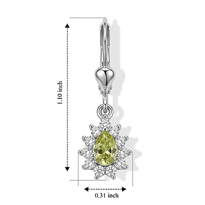 D'Joy Premium Green Sphene and Moissanite 0.80 ctw Earrings in Rhodium Over Sterling Silver