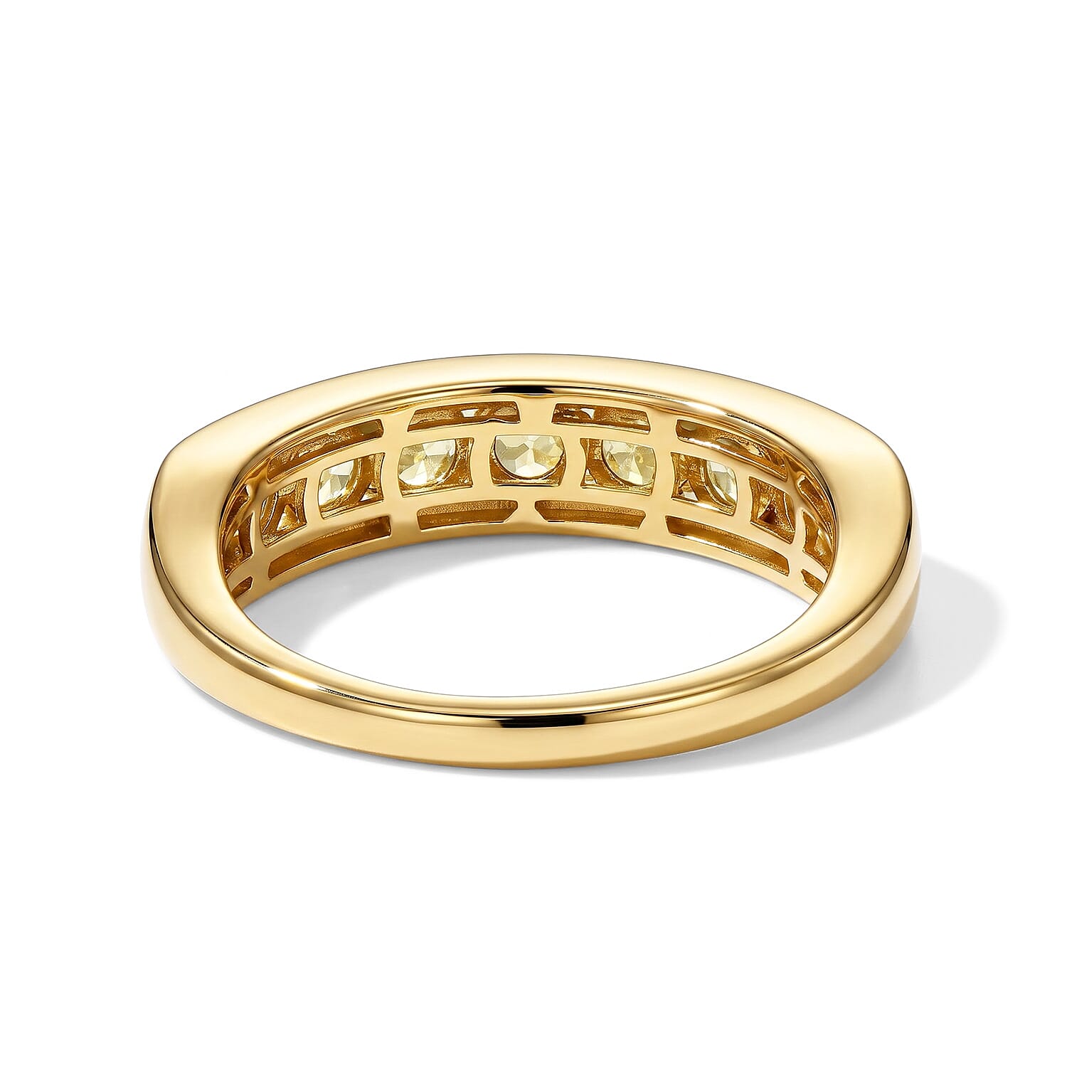 D'Joy Premium Green Sphene 1.35 ctw Jungle Glow Band Ring in 18K Vermeil Yellow Gold Over Sterling Silver (Size 6.0)