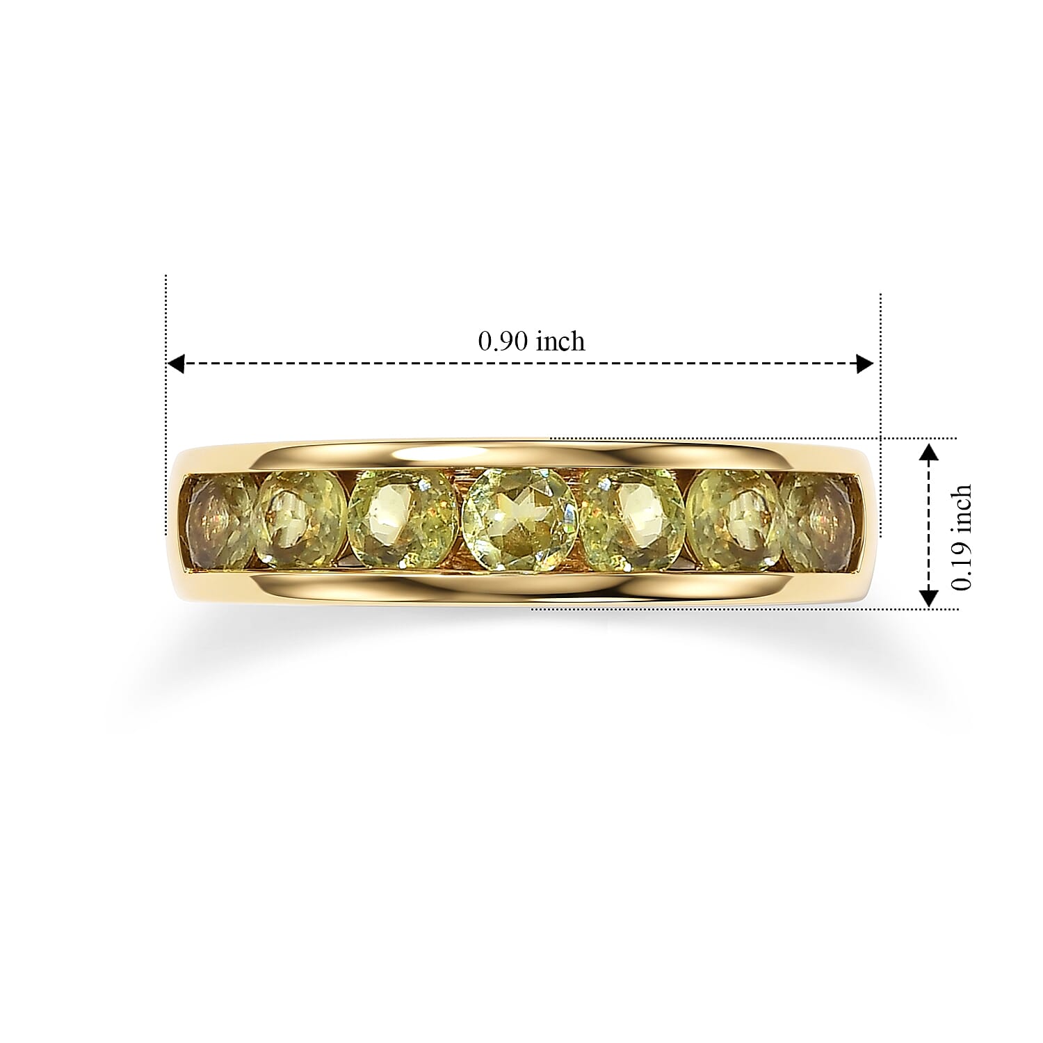 D'Joy Premium Green Sphene 1.35 ctw Jungle Glow Band Ring in 18K Vermeil Yellow Gold Over Sterling Silver (Size 6.0)