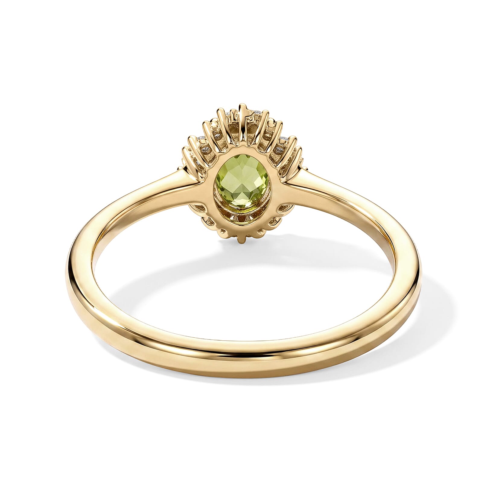 D'Joy Premium Green Sphene and Diamond 0.60 ctw Rainforest Bloom Ring in 18K Vermeil Yellow Gold Over Sterling Silver (Size 6.0)