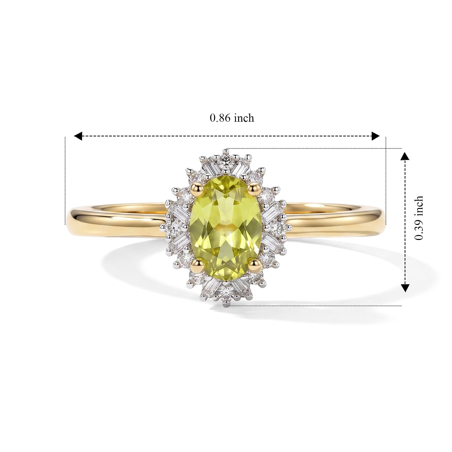 D'Joy Premium Green Sphene and Diamond 0.60 ctw Rainforest Bloom Ring in 18K Vermeil Yellow Gold Over Sterling Silver (Size 6.0)
