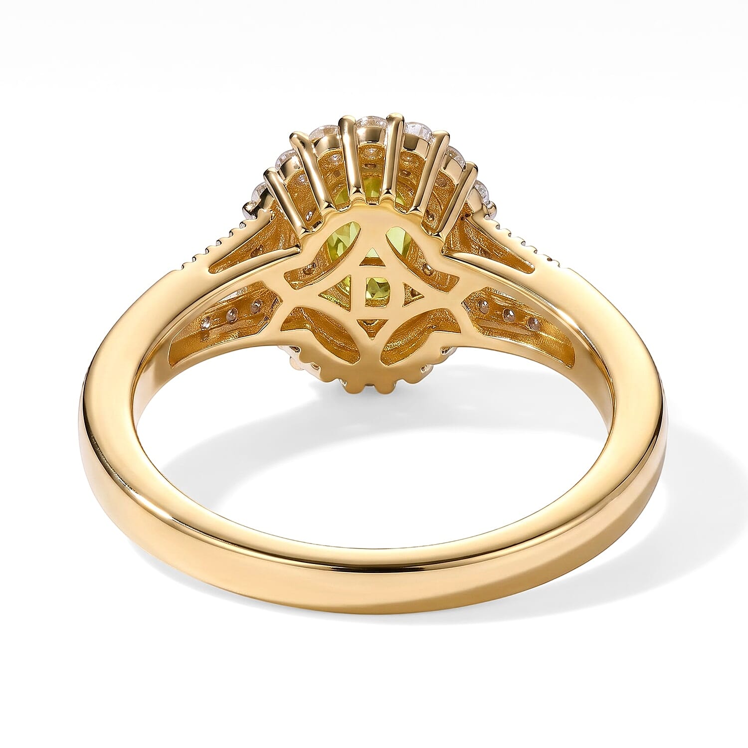D'Joy Premium Malacacheta Sphene and Moissanite 0.90 ctw Canopy Crown Ring in 18K Vermeil Yellow Gold Over Sterling Silver (Size 6.0)