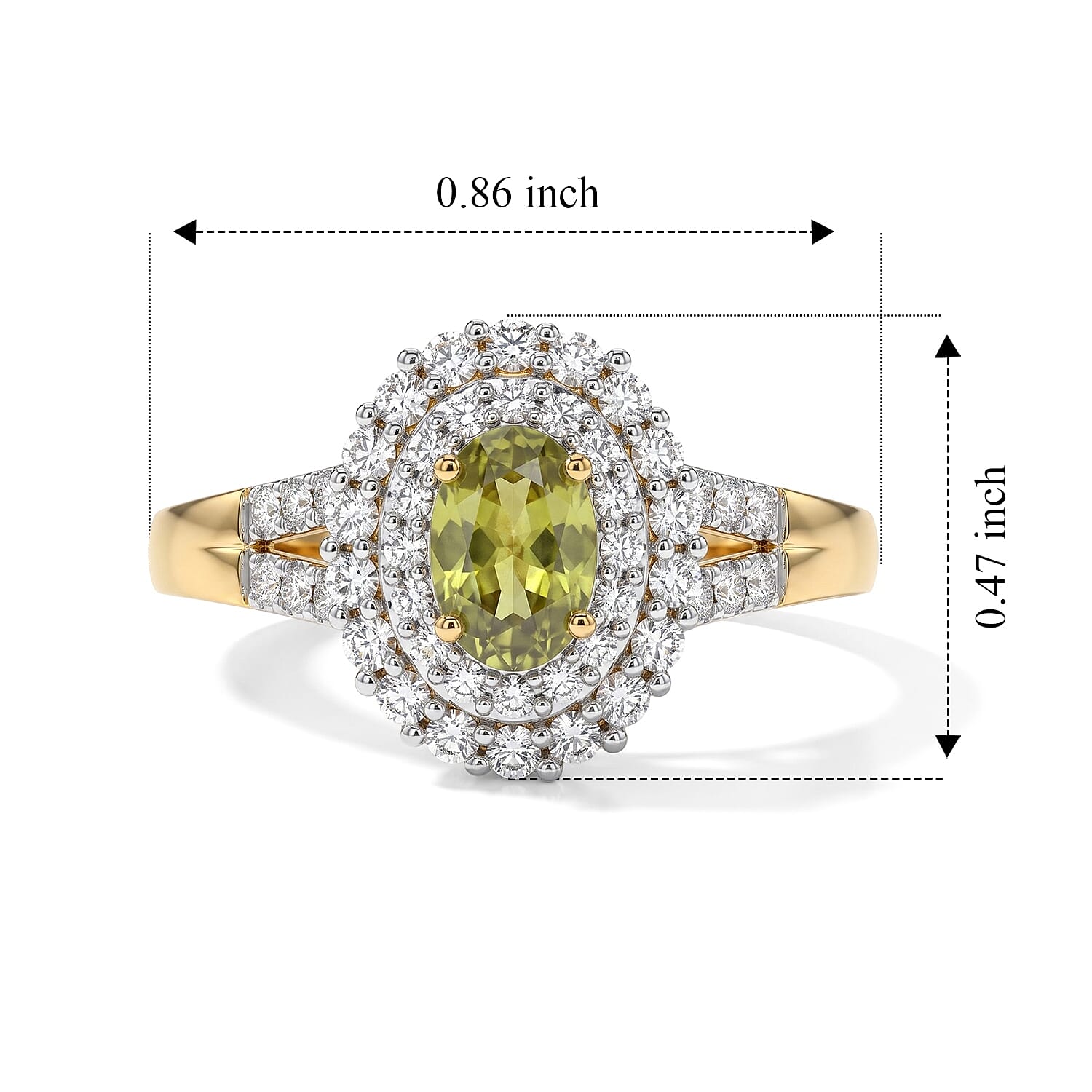 D'Joy Premium Malacacheta Sphene and Moissanite 0.90 ctw Canopy Crown Ring in 18K Vermeil Yellow Gold Over Sterling Silver (Size 6.0)