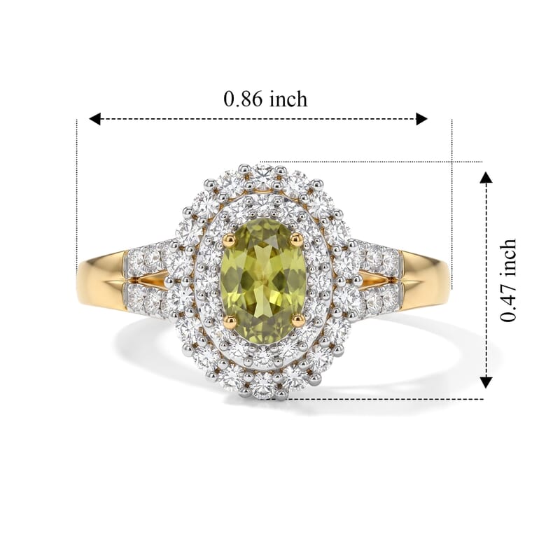 D'Joy Premium Malacacheta Sphene and Moissanite 0.90 ctw Canopy Crown Ring in 18K Vermeil Yellow Gold Over Sterling Silver (Size 6.0)