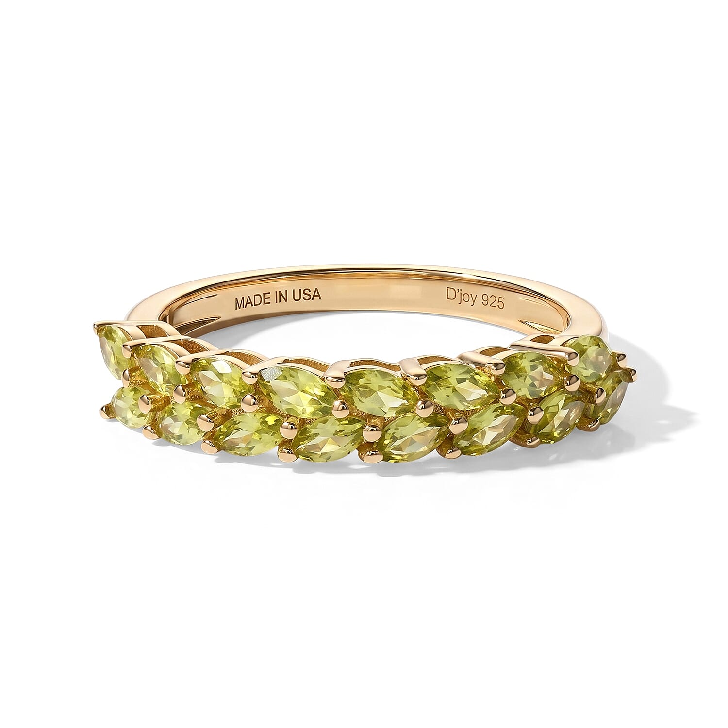 D'Joy Premium Green Sphene 1.50 ctw Forest Garland Ring in 18K Vermeil Yellow Gold Over Sterling Silver (Size 6.0)