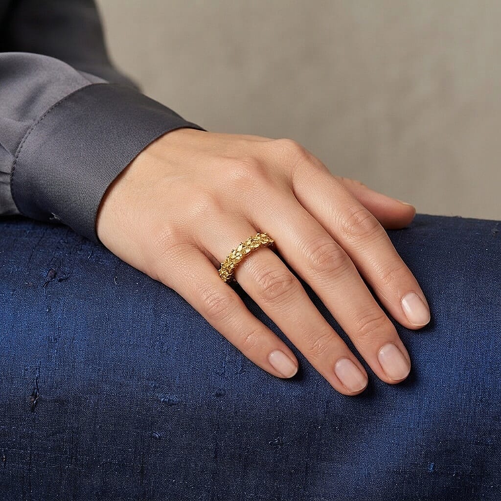 D'Joy Premium Green Sphene 1.50 ctw Forest Garland Ring in 18K Vermeil Yellow Gold Over Sterling Silver (Size 6.0)