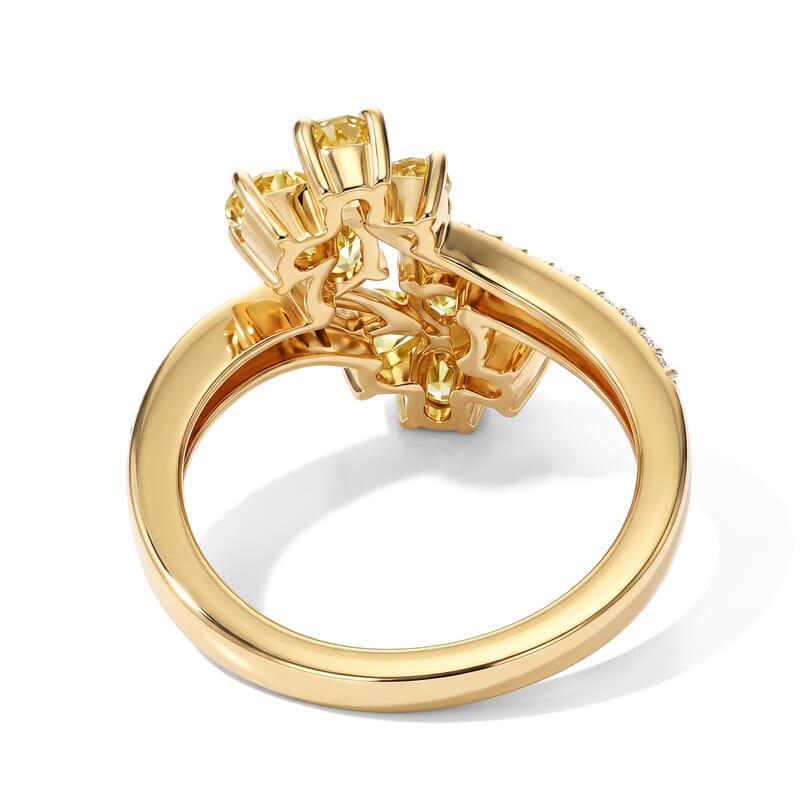 D'Joy Premium Green Sphene and Moissanite 1.50 ctw Forest Flora Ring in 18K Vermeil Yellow Gold Over Sterling Silver (Size 6.0)