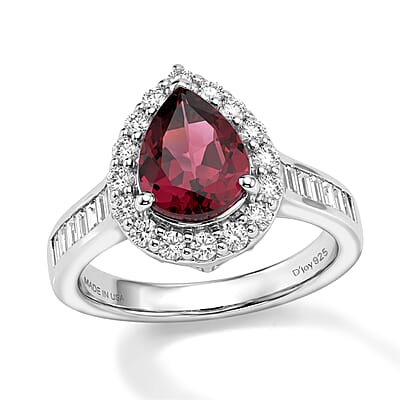 D'Joy Premium Usambara Color Change Garnet and Moissanite 2.70 ctw Ring in Rhodium Over Sterling Silver (Size 6.0)