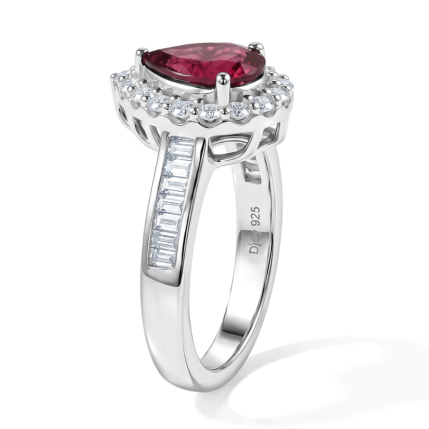 D'Joy Premium Usambara Color Change Garnet and Moissanite 2.70 ctw Ring in Rhodium Over Sterling Silver (Size 6.0)
