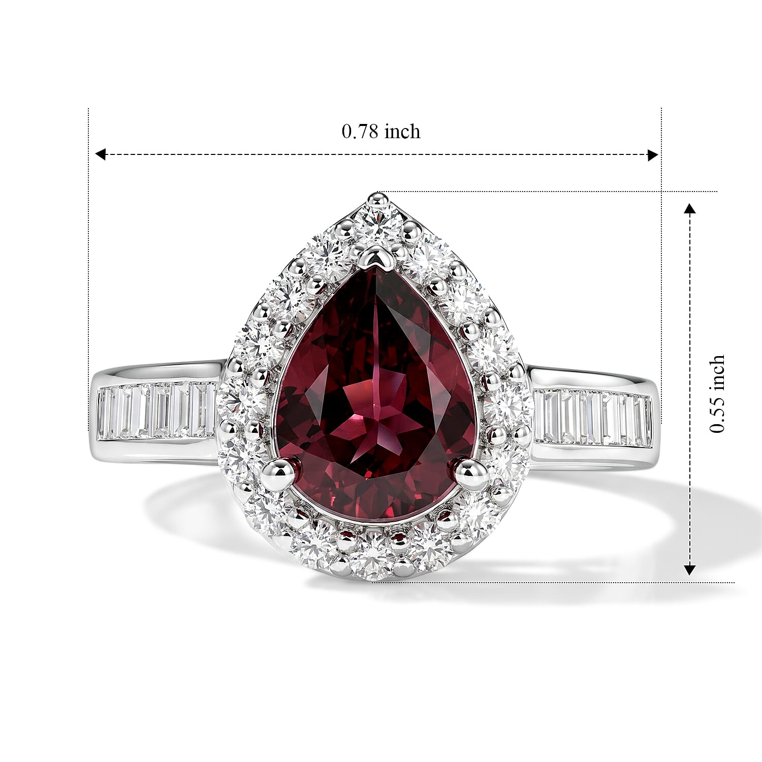 D'Joy Premium Usambara Color Change Garnet and Moissanite 2.70 ctw Ring in Rhodium Over Sterling Silver (Size 6.0)