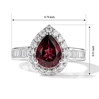 D'Joy Premium Usambara Color Change Garnet and Moissanite 2.70 ctw Ring in Rhodium Over Sterling Silver (Size 6.0)