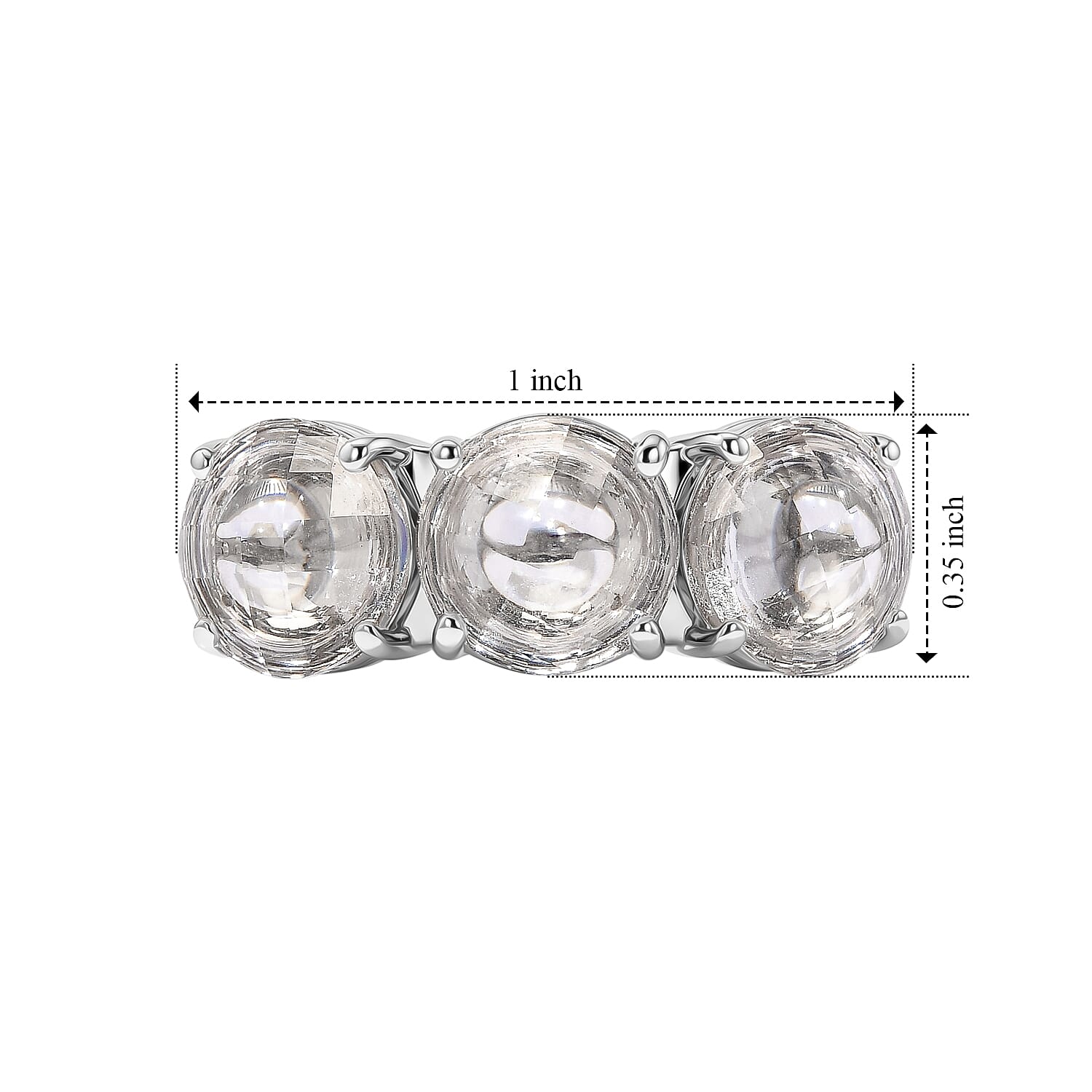 EverTrue Simulated Diamond 3 Stone Ring in Stainless Steel (Size 5.0)