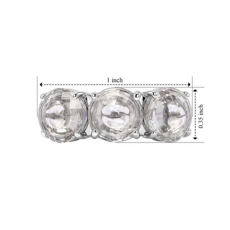 EverTrue Simulated Diamond 3 Stone Ring in Stainless Steel (Size 5.0)