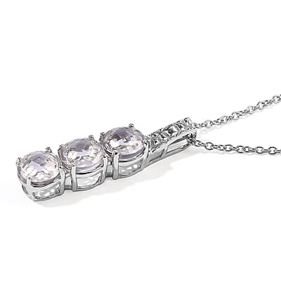 EverTrue White Cubic Zirconia  3 Stone Pendant Stainless Steel 5.00 ctw