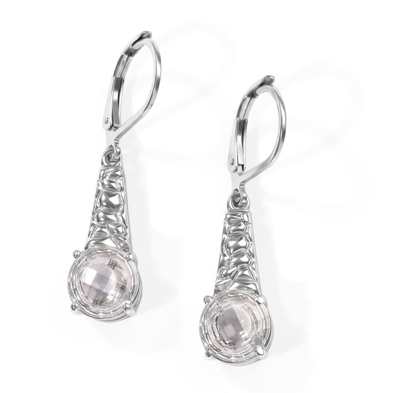 EverTrue Simulated Diamond Lever Back Earrings in Stainless Steel