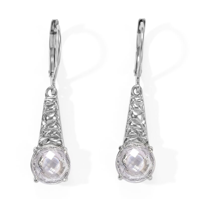 EverTrue Simulated Diamond Lever Back Earrings in Stainless Steel