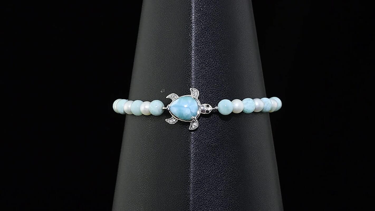 GP Larimar and Multi Gemstone 24.90 ctw Bracelet in Rhodium Over Sterling Silver (7.25 In)