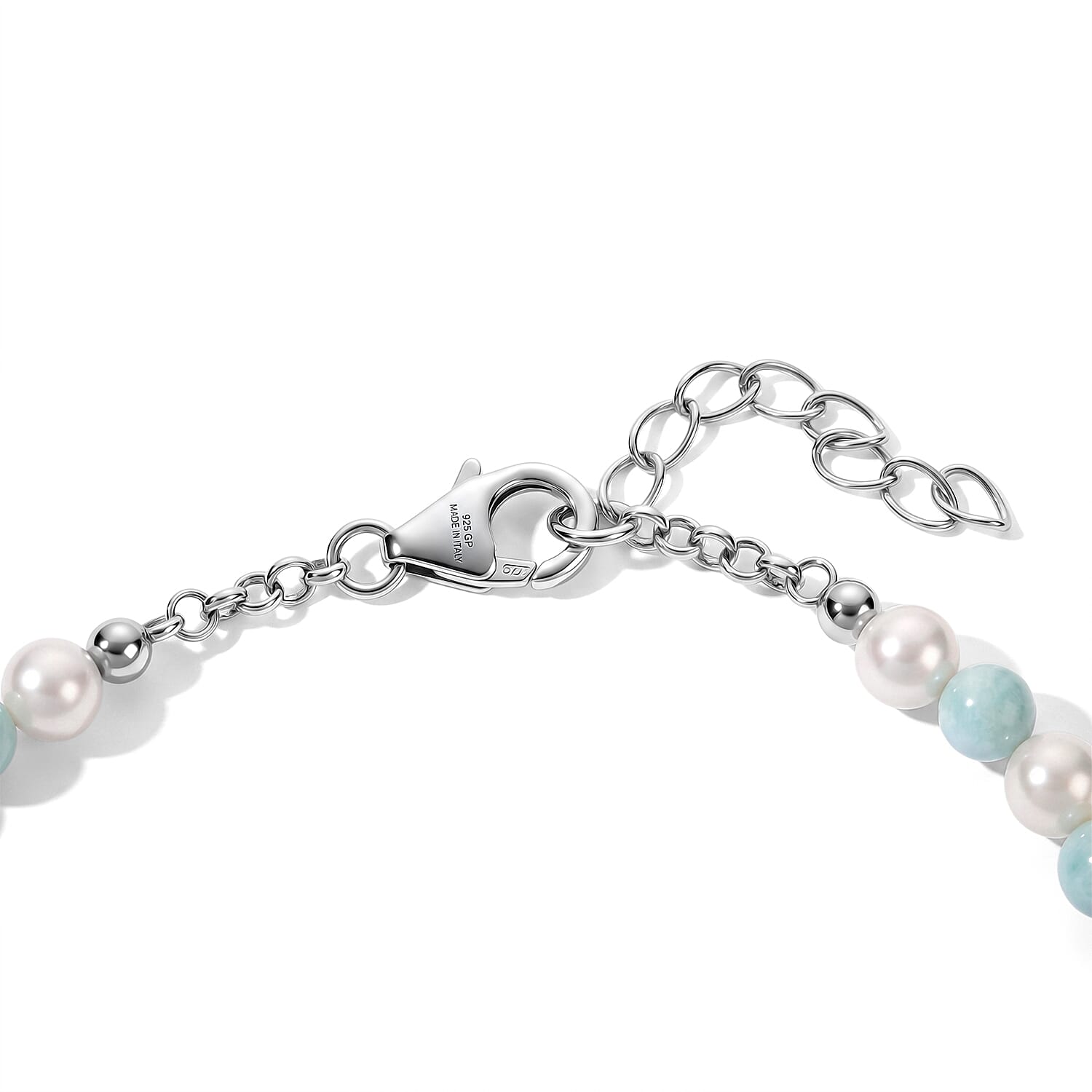 GP Larimar and Multi Gemstone 24.90 ctw Bracelet in Rhodium Over Sterling Silver (7.25 In)