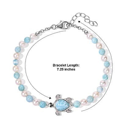 GP Larimar and Multi Gemstone 24.90 ctw Bracelet in Rhodium Over Sterling Silver (7.25 In)