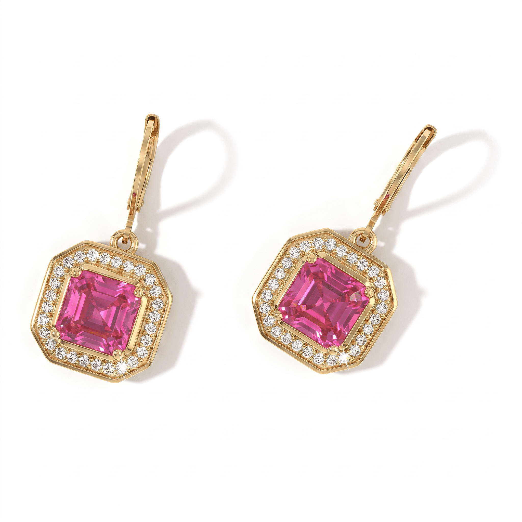EverTrue Asscher Cut Volcanic Quartz (Triplet) and Moissanite 6.50 ctw Earrings in 18K YG Plated