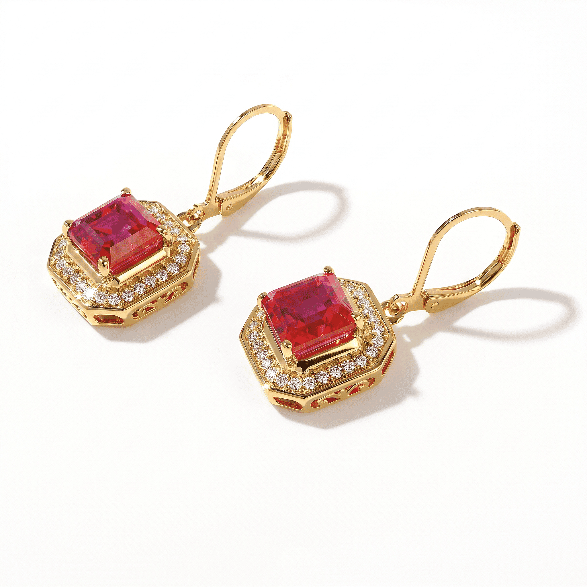 EverTrue Asscher Cut Volcanic Quartz (Triplet) and Moissanite 6.50 ctw Earrings in 18K YG Plated