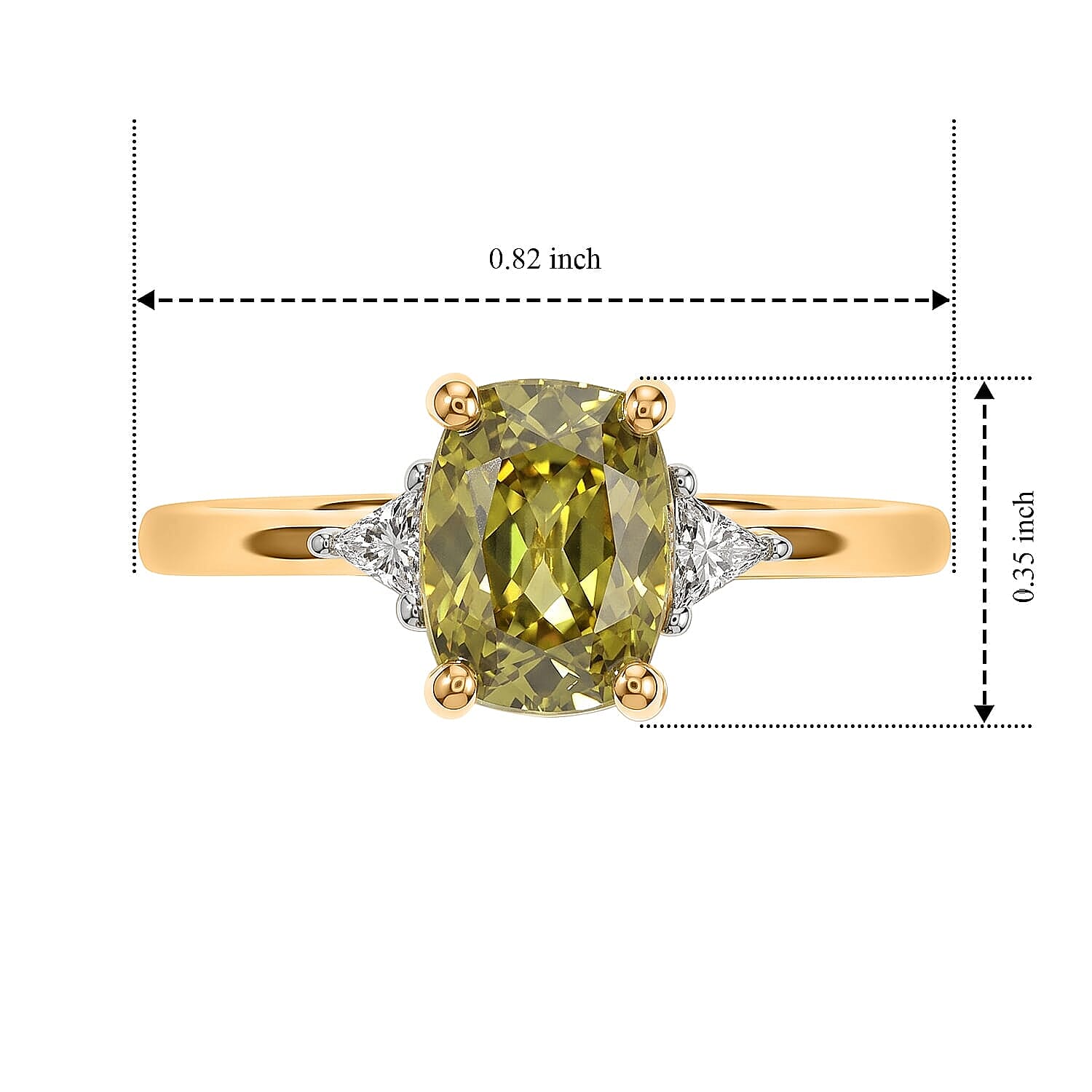 Premium Green Sphene and Luxuriant Lab Grown Diamond E-F VS 1.90 ctw Rainforest Radiance Ring in 10K Yellow Gold (Size 6.0)
