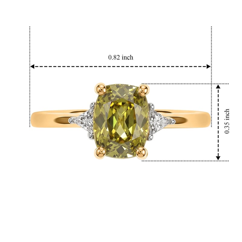 Premium Green Sphene and Luxuriant Lab Grown Diamond E-F VS 1.90 ctw Rainforest Radiance Ring in 10K Yellow Gold (Size 6.0)