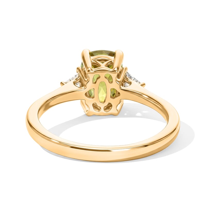 Premium Green Sphene and Luxuriant Lab Grown Diamond E-F VS 1.90 ctw Rainforest Radiance Ring in 10K Yellow Gold (Size 8.0)