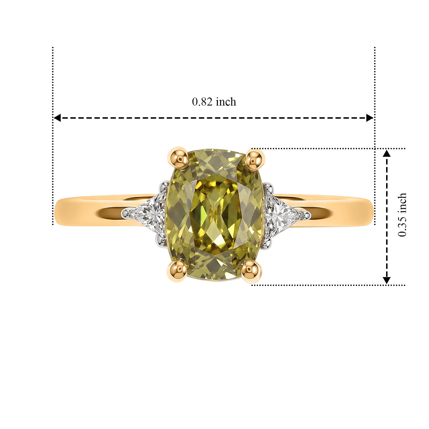 Premium Green Sphene and Luxuriant Lab Grown Diamond E-F VS 1.90 ctw Rainforest Radiance Ring in 10K Yellow Gold (Size 8.0)