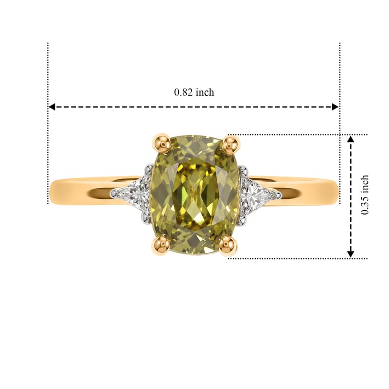 Premium Green Sphene and Luxuriant Lab Grown Diamond E-F VS 1.90 ctw Rainforest Radiance Ring in 10K Yellow Gold (Size 8.0)