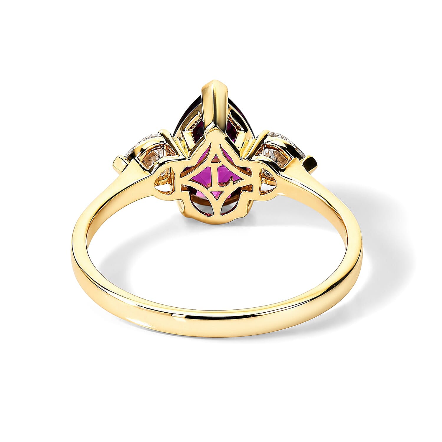 AAA Radiant Ember Garnet and Luxuriant Lab Grown Diamond E-F VS 2.70 ctw Hearts of Fire Ring in 10K Rose Gold (Size 5.0)