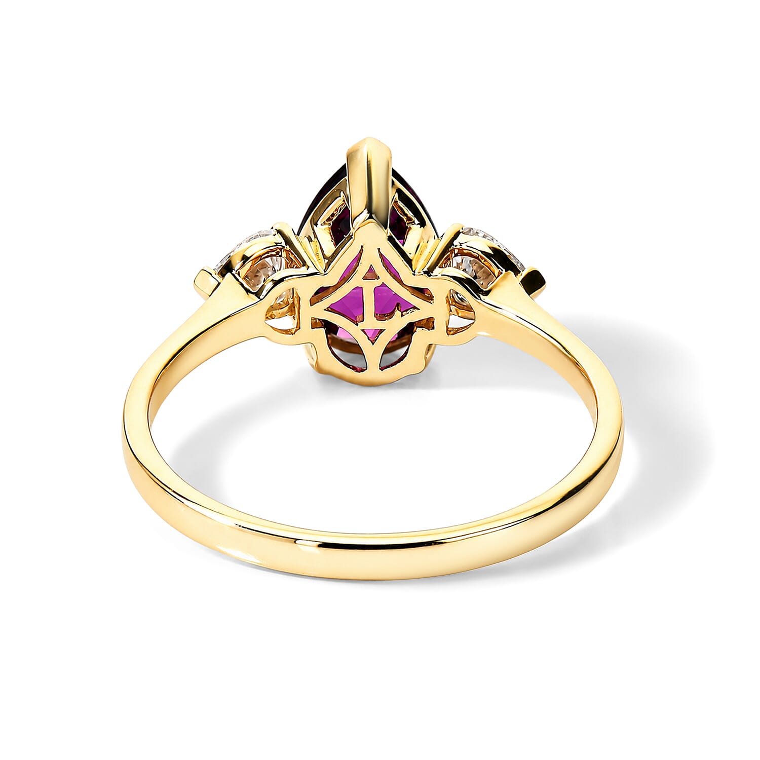 AAA Radiant Ember Garnet and Luxuriant Lab Grown Diamond EF VS 2.70 ctw Ring in 10K Rose Gold (Size 6.0)