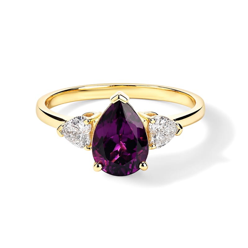 AAA Radiant Ember Garnet and Luxuriant Lab Grown Diamond E-F VS 2.70 ctw Hearts of Fire Ring in 10K Rose Gold (Size 7.0)