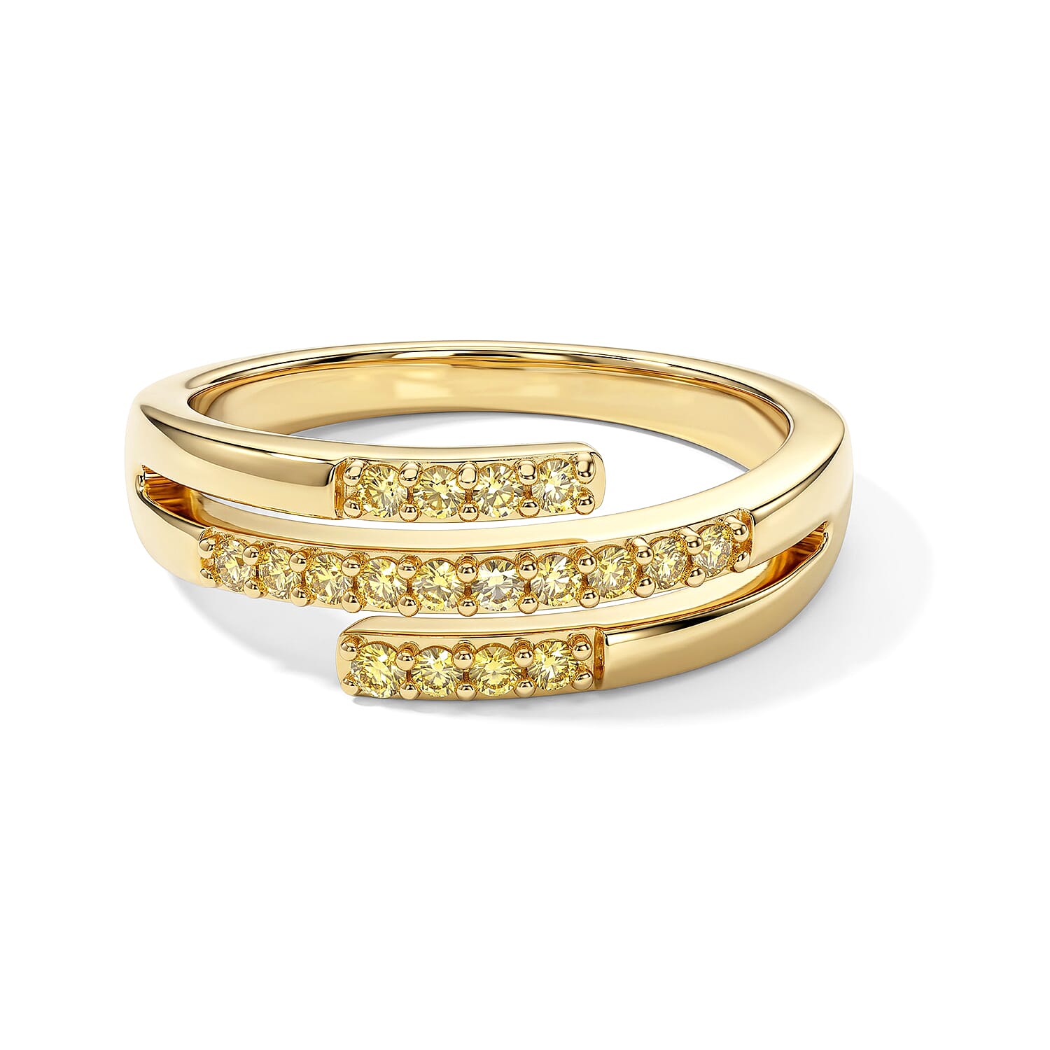 D'Joy Yellow Diamond 0.25 ctw Ring in 18K Vermeil Yellow Gold Over Sterling Silver (Size 6.0)