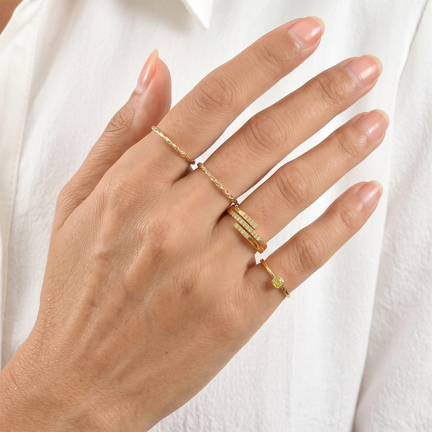 D'Joy Yellow Diamond 0.25 ctw Ring in 18K Vermeil Yellow Gold Over Sterling Silver (Size 6.0)