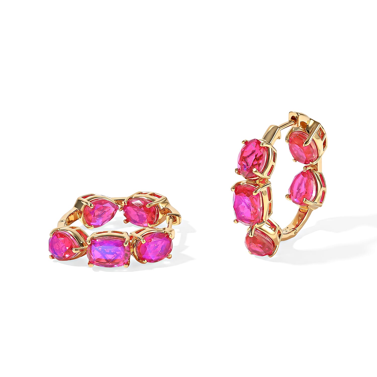EverTrue Volcanic Triplet Quartz 15.85 ctw Hoop Earrings in 18K YG Plated